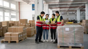 shipping from China to USA cargo handoff with pallets and document control