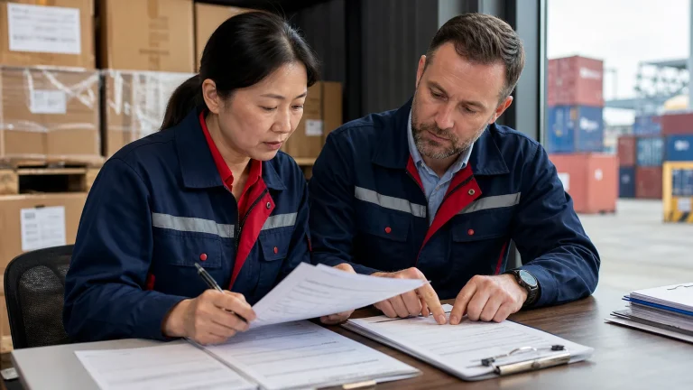 bill of lading draft review beside sealed export cargo
