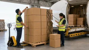 Air freight cartons being measured for a China to USA quote checklist