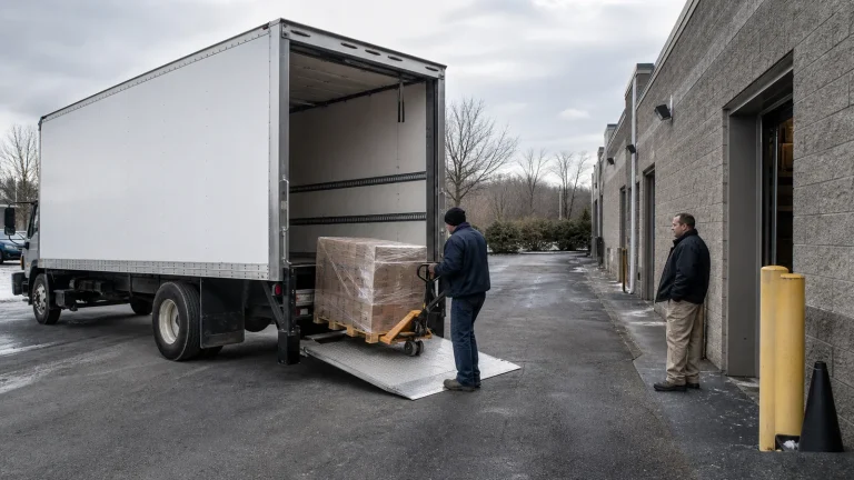 Door-to-door shipping site access and unloading check at final delivery